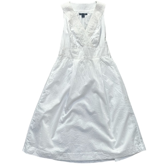 Tommy Hilfiger Surplice Top Smocked Back Collared Sleeveless Lined Cotton Dress - Picture 4 of 12